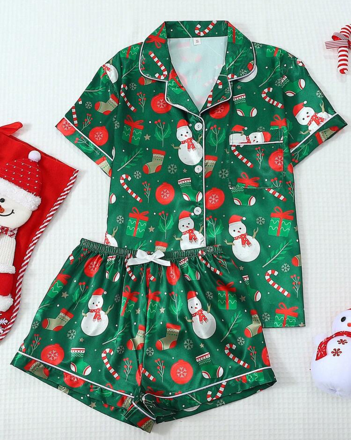 Satin Holiday Pajama Set